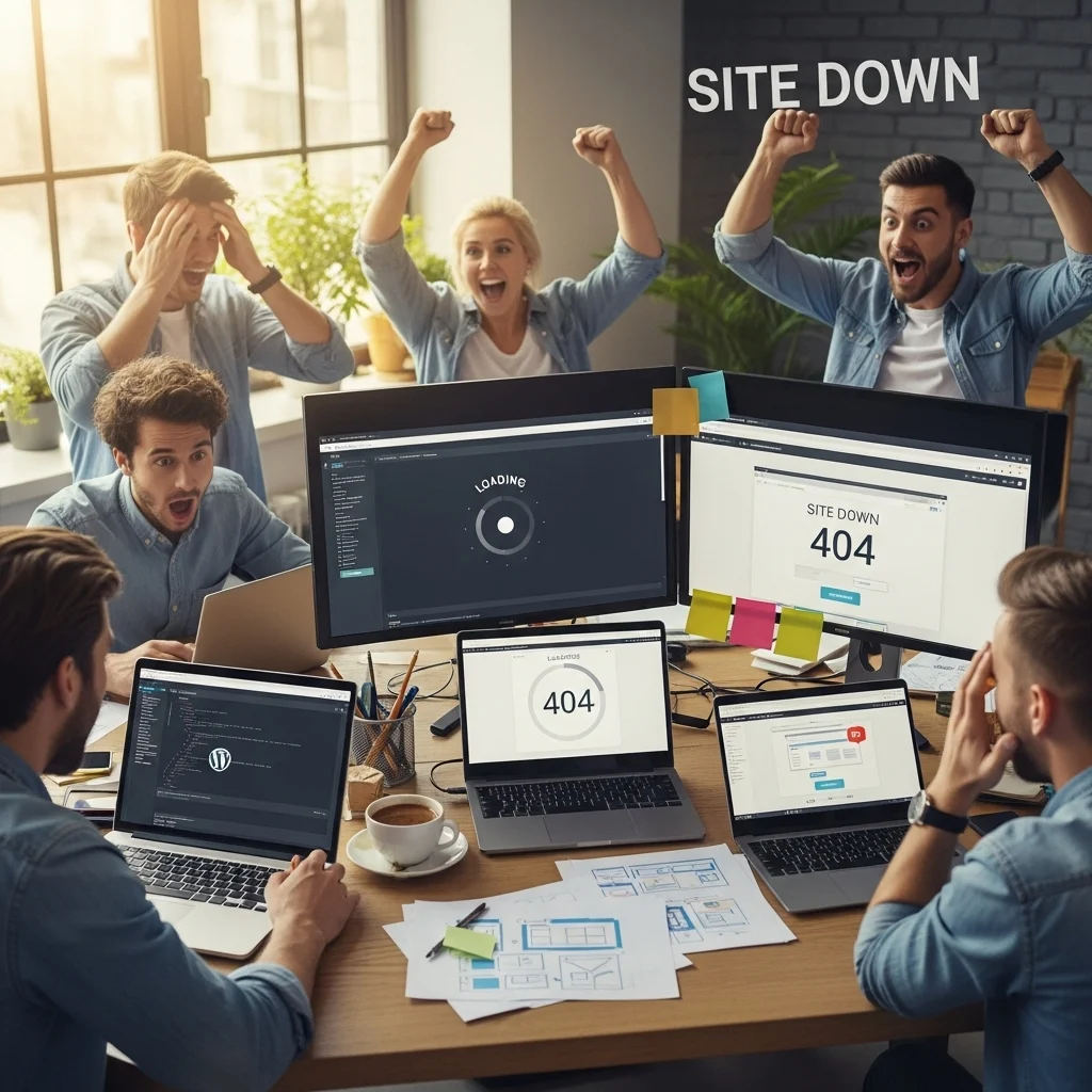 Visual yang menggambarkan pentingnya website di era digital: etalase online buka 24/7 dengan fitur seperti katalog produk, testimoni, dan analitik pelanggan.