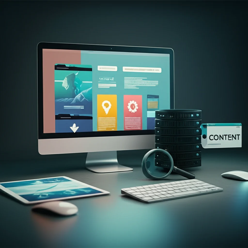 Visual representation of factors determining website price: custom design vs template, number of pages, additional features like chatbot and multilingual support, SEO optimization, hosting & domain, maintenance, and content creation.