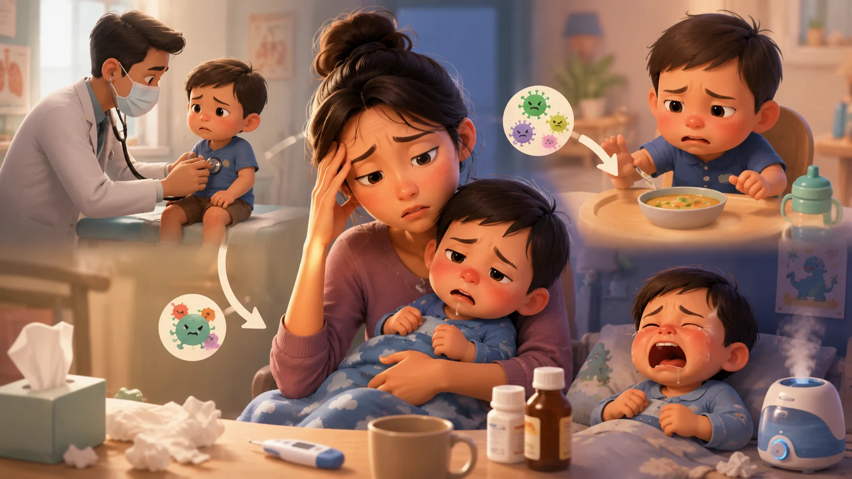 Ilustrasi Bayi Batuk Pilek