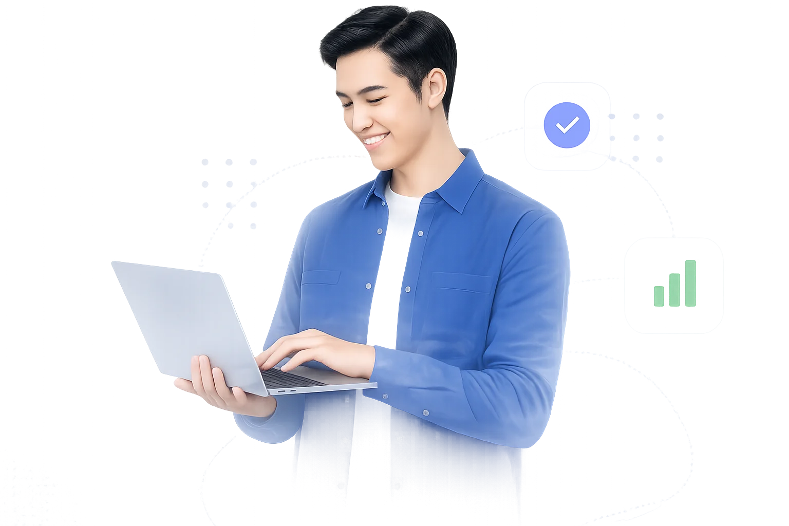 Pemilik bisnis mengelola website dari laptop