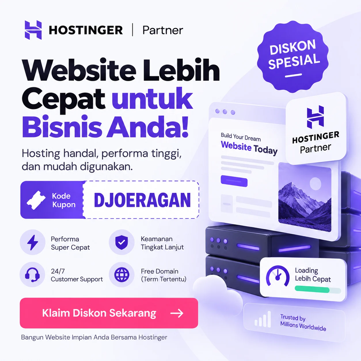 Promo Hostinger dengan kode kupon DJOERAGAN