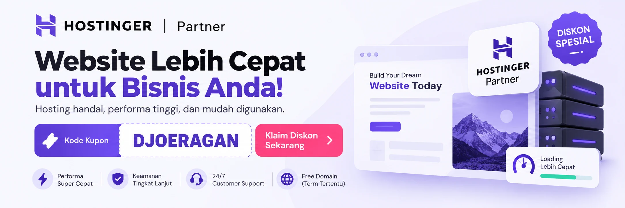 Promo Hostinger - Gunakan kode kupon DJOERAGAN